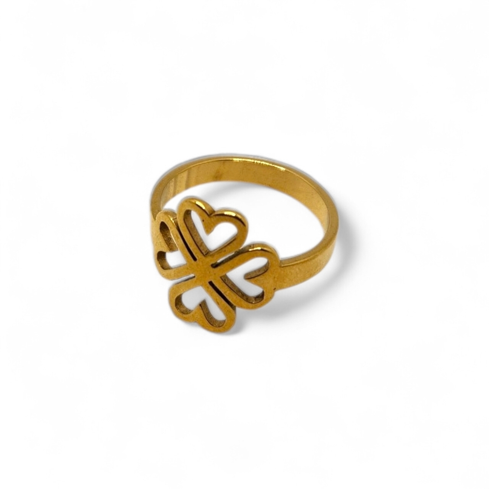 Gold Heart Clover Ring